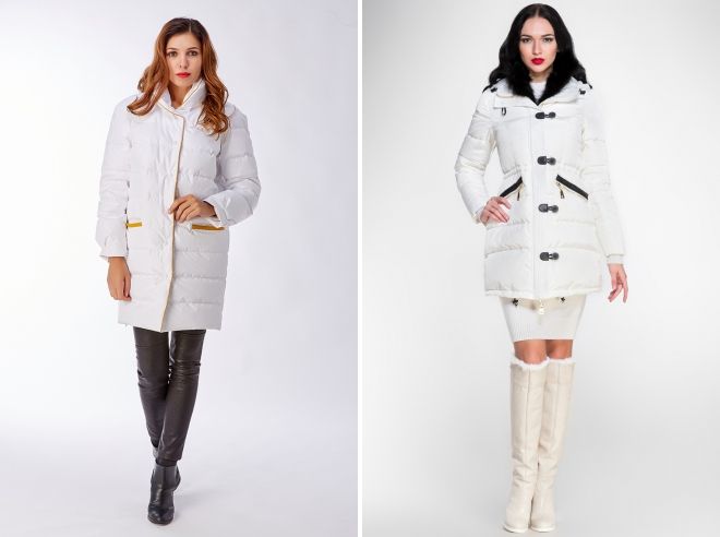 белый кожаный пуховик