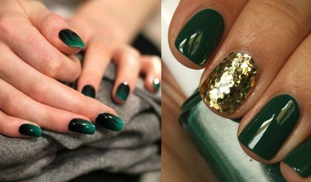 маникюр под зеленое платье