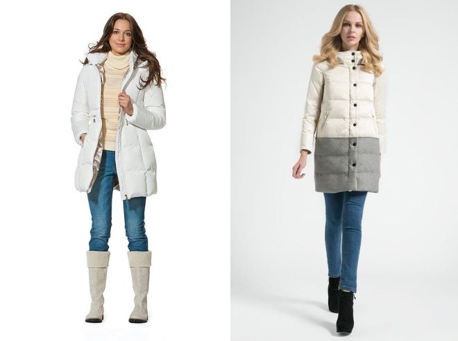 с какой обувью носить белый пуховик
